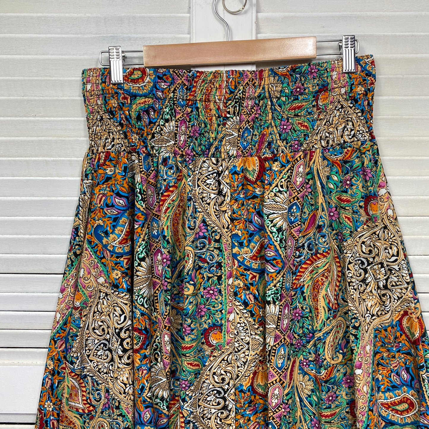 Shein Boho Skirt Size XL 14 16 Hi Low Hem Multicoloured Elastic Waist