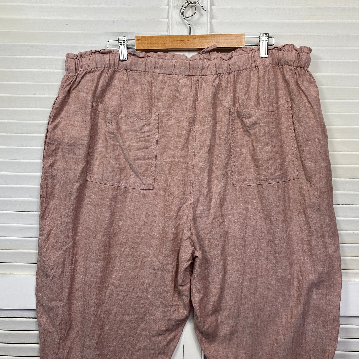 Avella Linen Pants Size 20 Pink Pockets Drawstring Waist Cropped