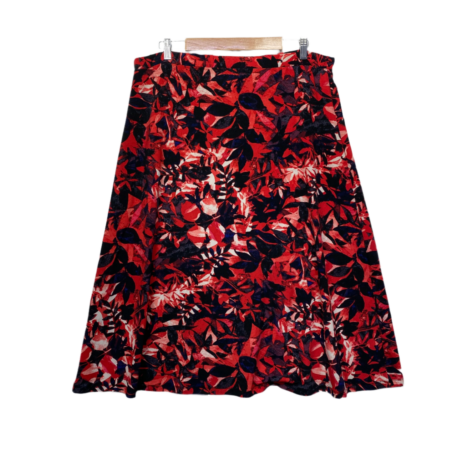 Millers Skirt Size 18 Red Black Floral Midi Length Elastic Waist