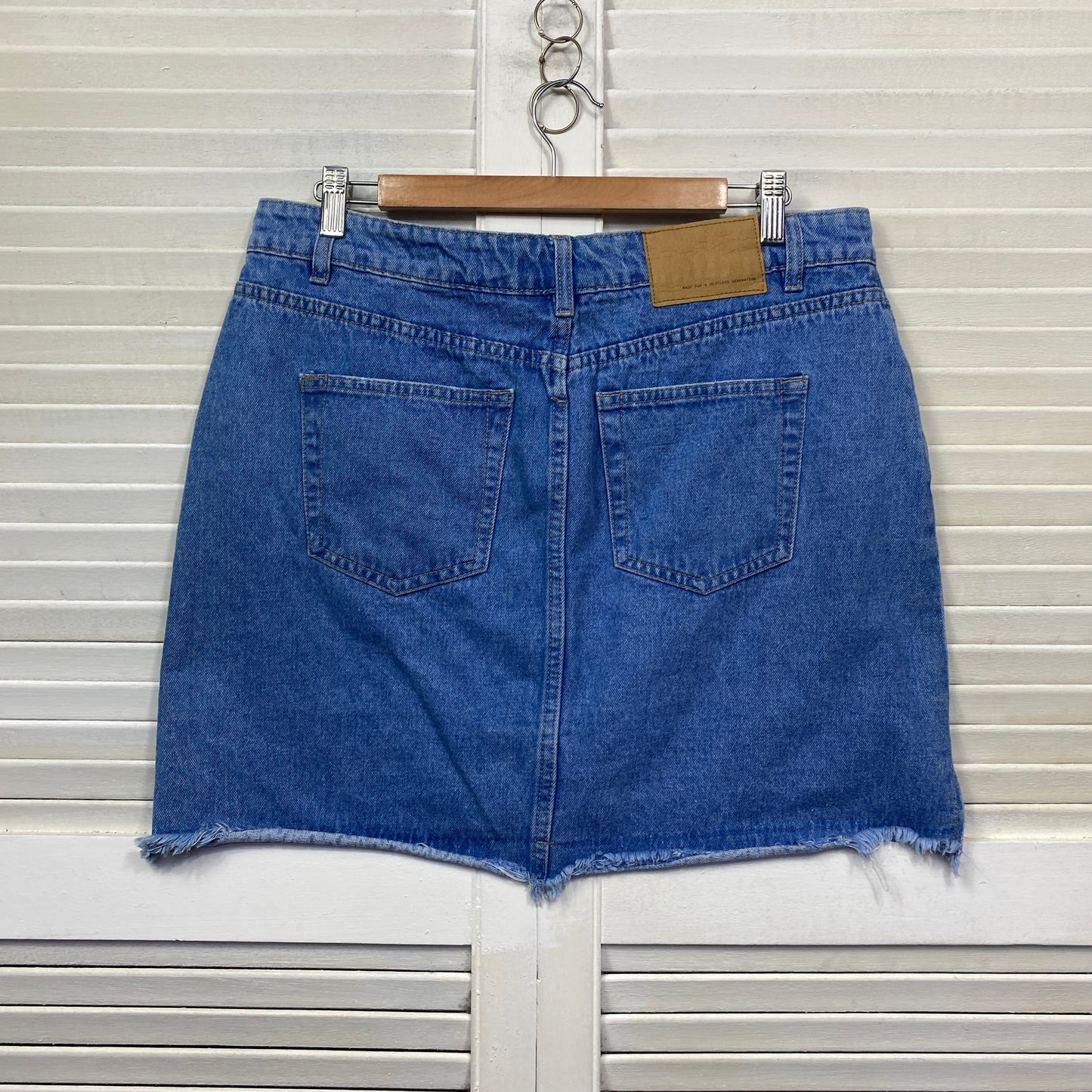 Factorie Denim Skirt Size 14 Short Length Raw Hem