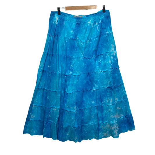 DWIJ Maxi Skirt Size 16 Plus Blue Elastic Waist Long