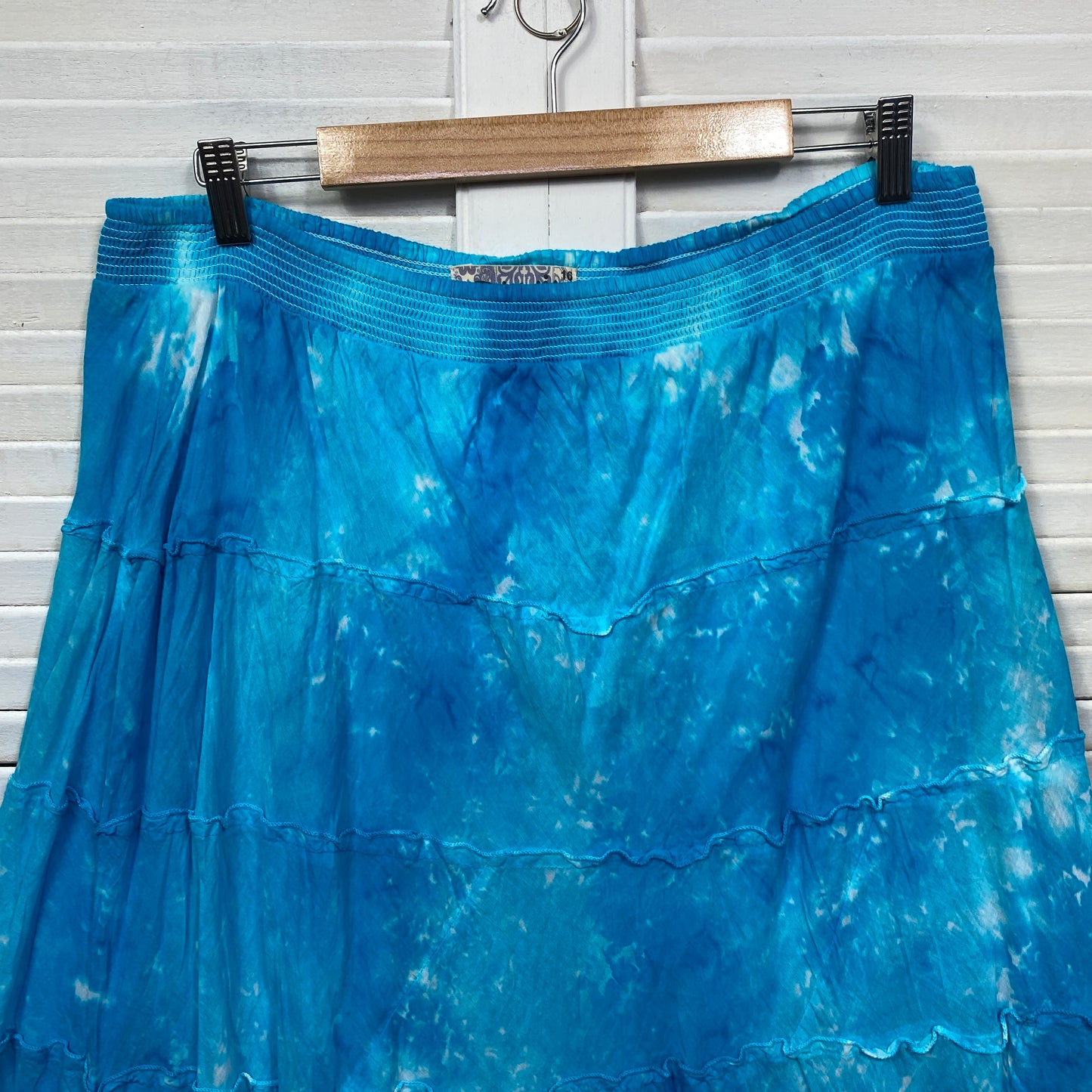 DWIJ Maxi Skirt Size 16 Plus Blue Elastic Waist Long