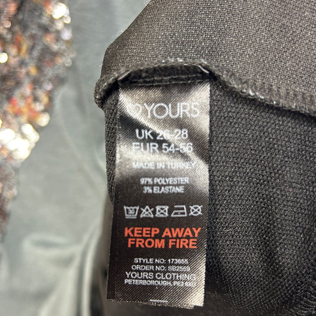 Yours Black and Grey Sequin Jumper - Size 26-28