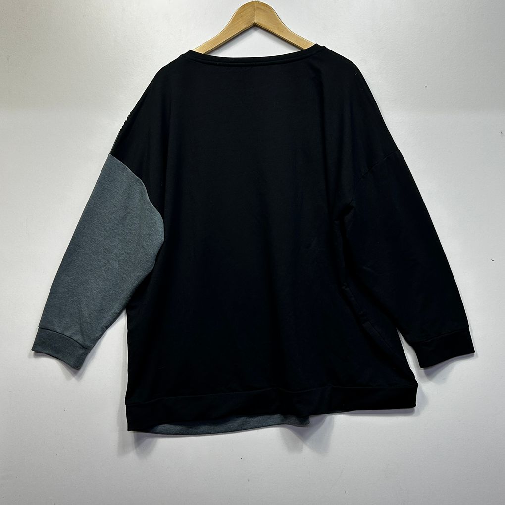 Yours Black and Grey Sequin Jumper - Size 26-28
