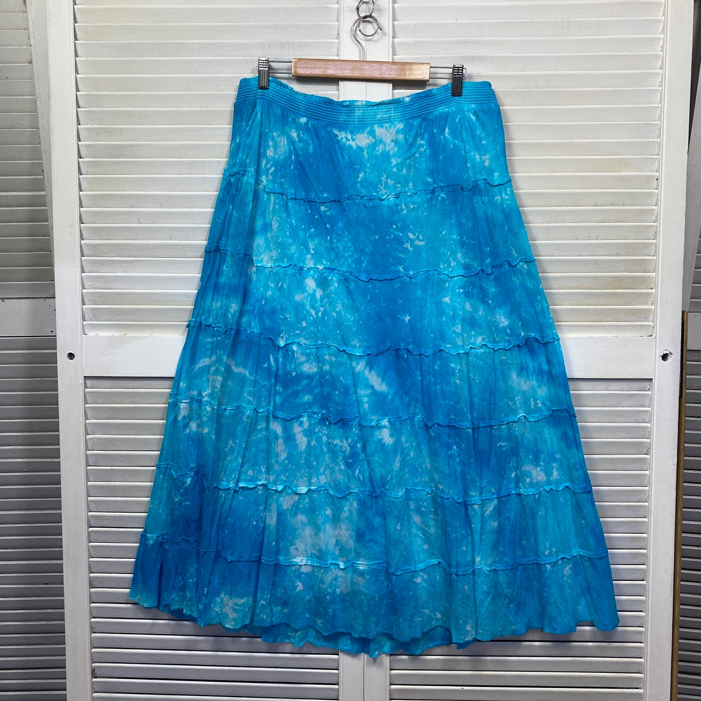 DWIJ Maxi Skirt Size 16 Plus Blue Elastic Waist Long