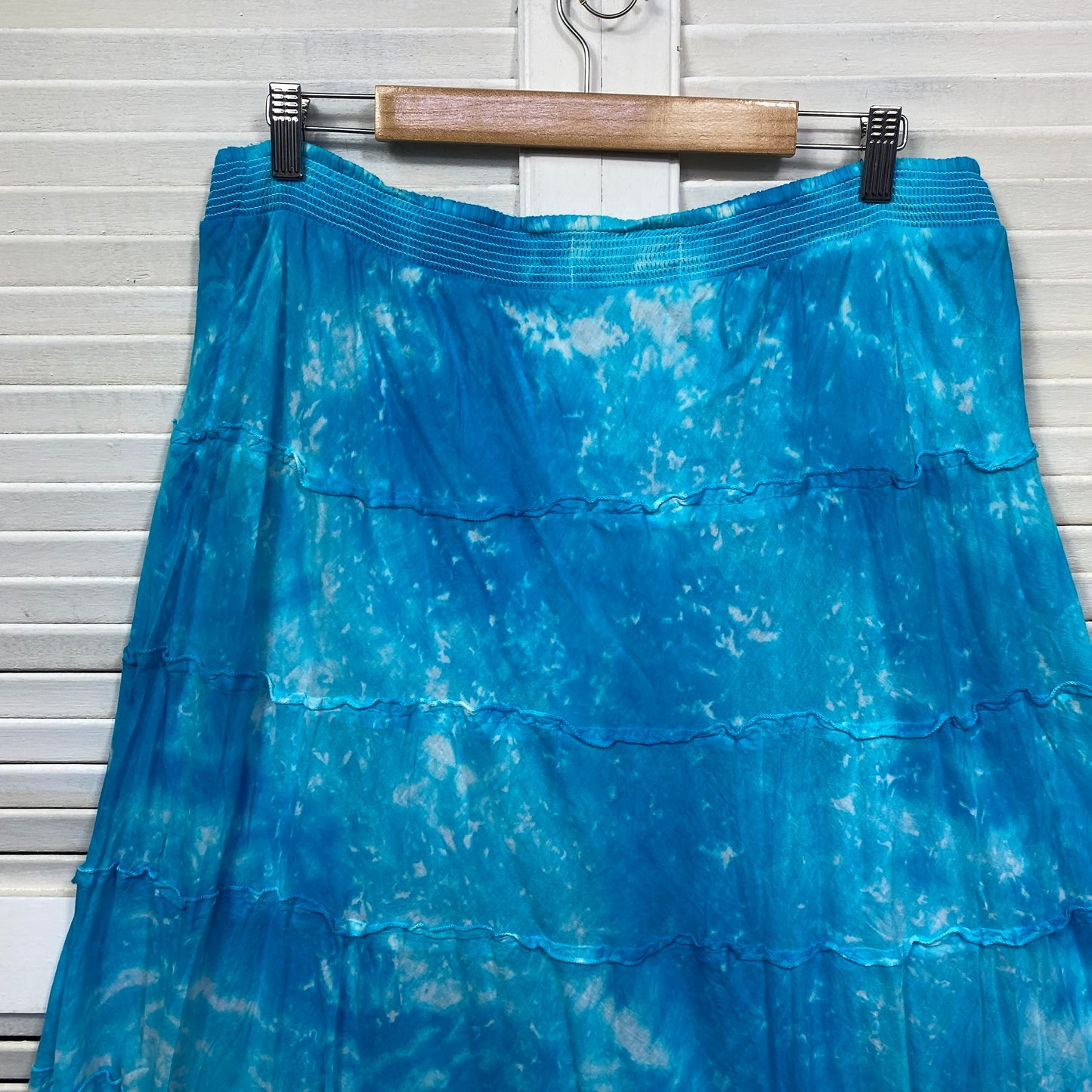 DWIJ Maxi Skirt Size 16 Plus Blue Elastic Waist Long