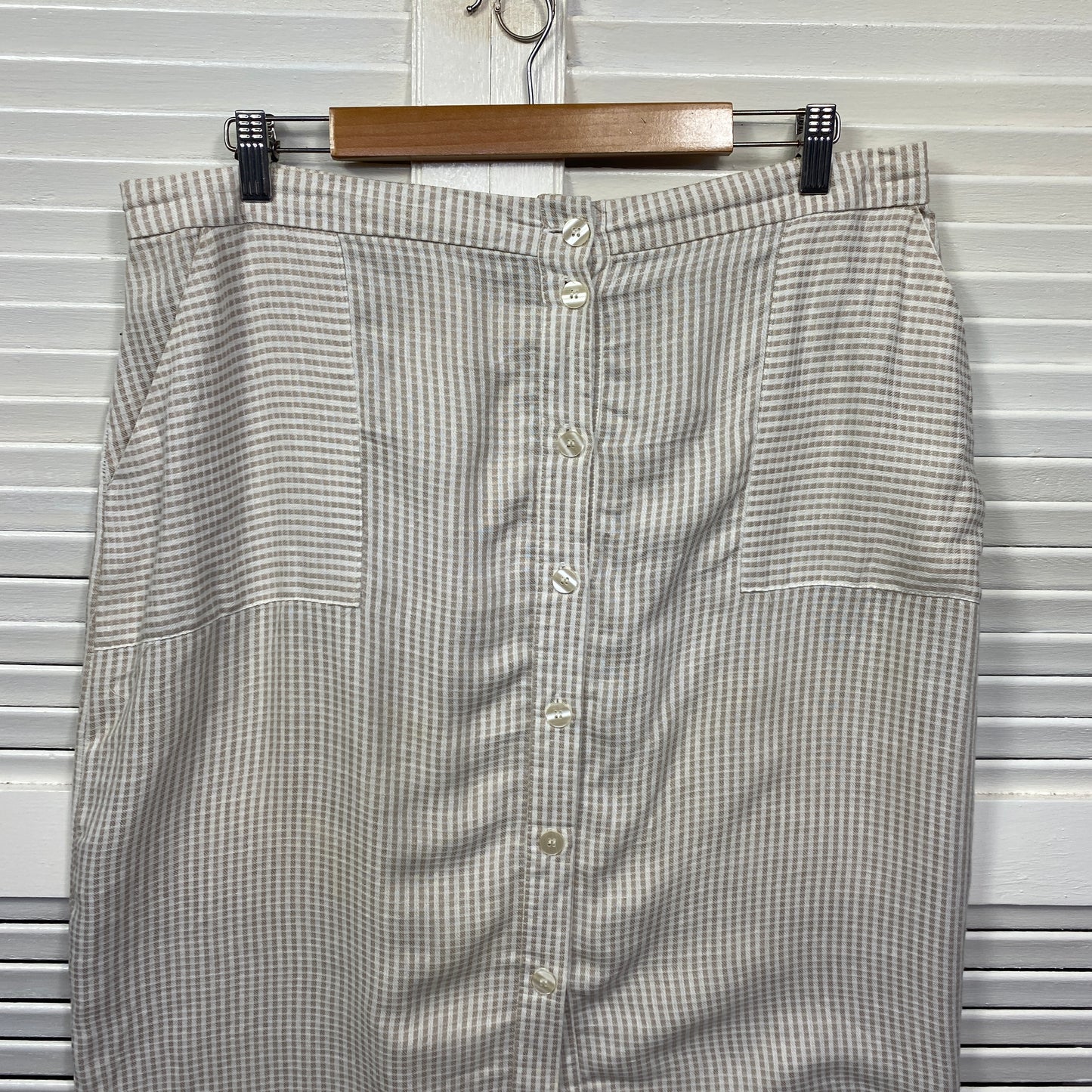 Katies Midi Skirt Size 18 Linen Blend Pockets Gingham Check