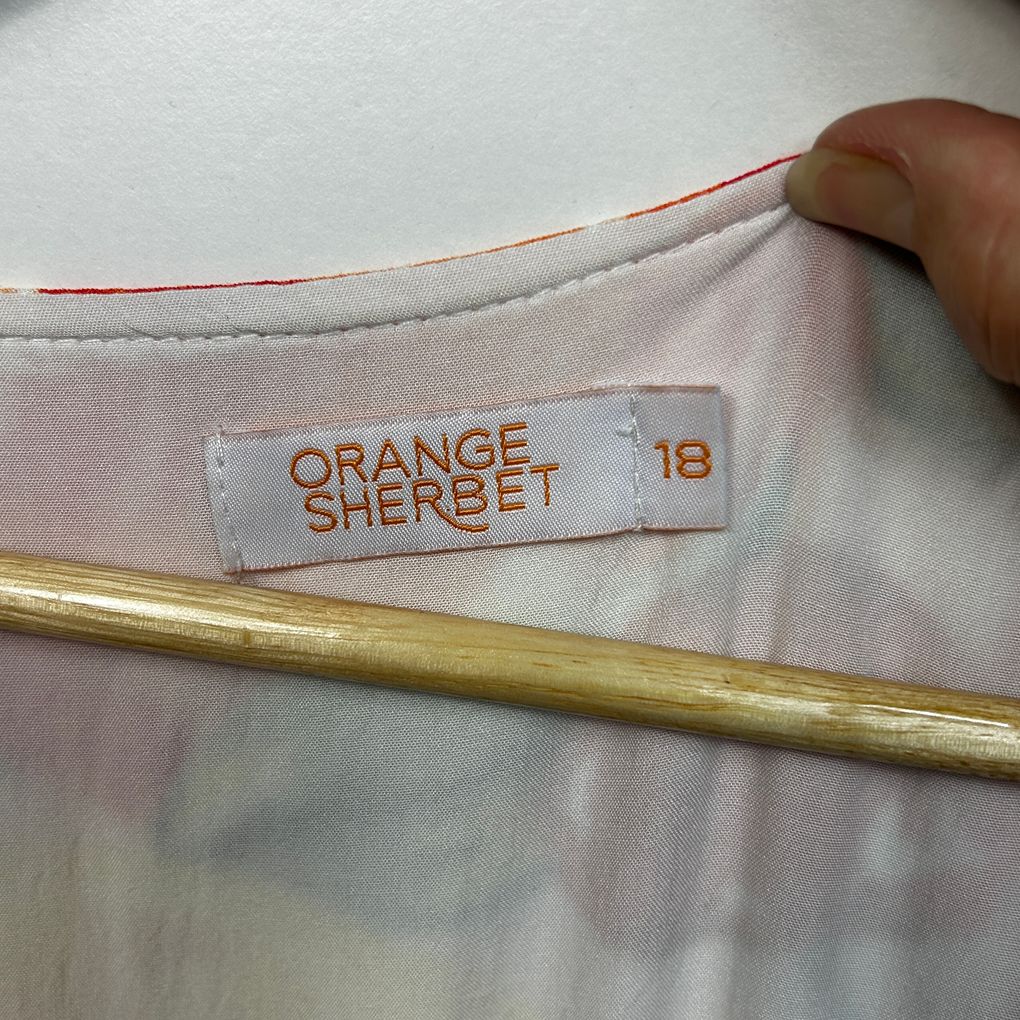 Orange Sherbet Multicoloured Fruit Print Dress - Size 18