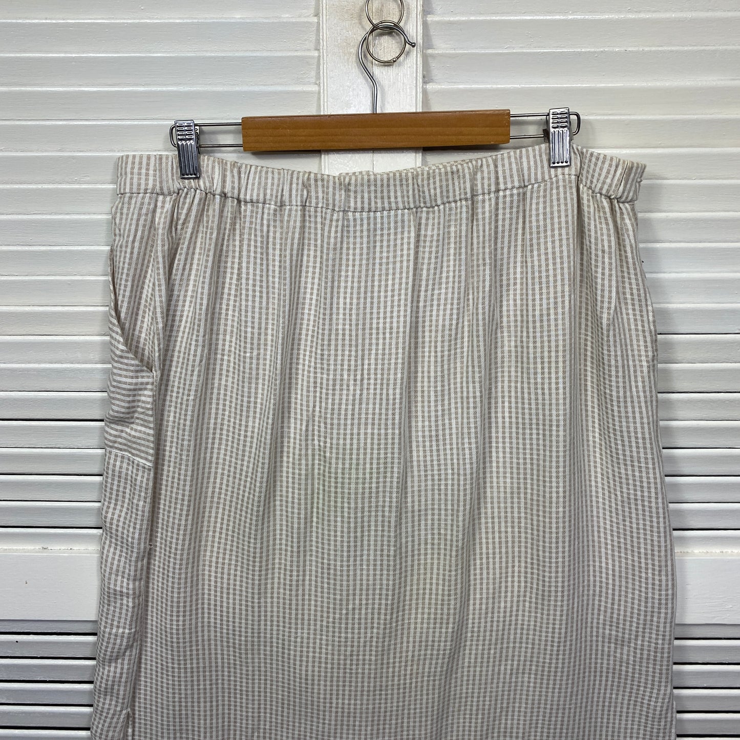 Katies Midi Skirt Size 18 Linen Blend Pockets Gingham Check