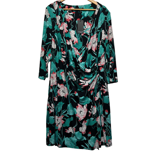 Basque Dress Size 22W Multicoloured Floral Long Sleeve New