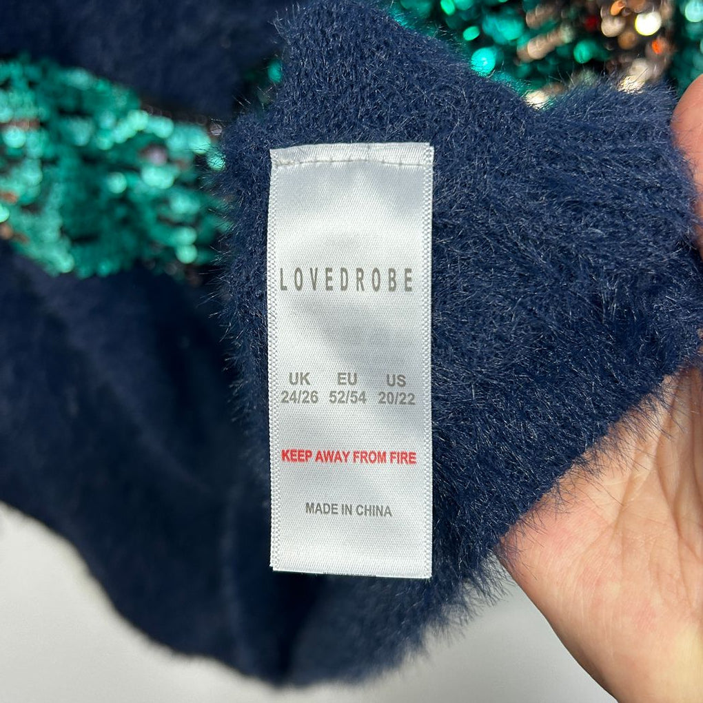 Lovedrobe Navy Sequin Jumper - Size 24/26