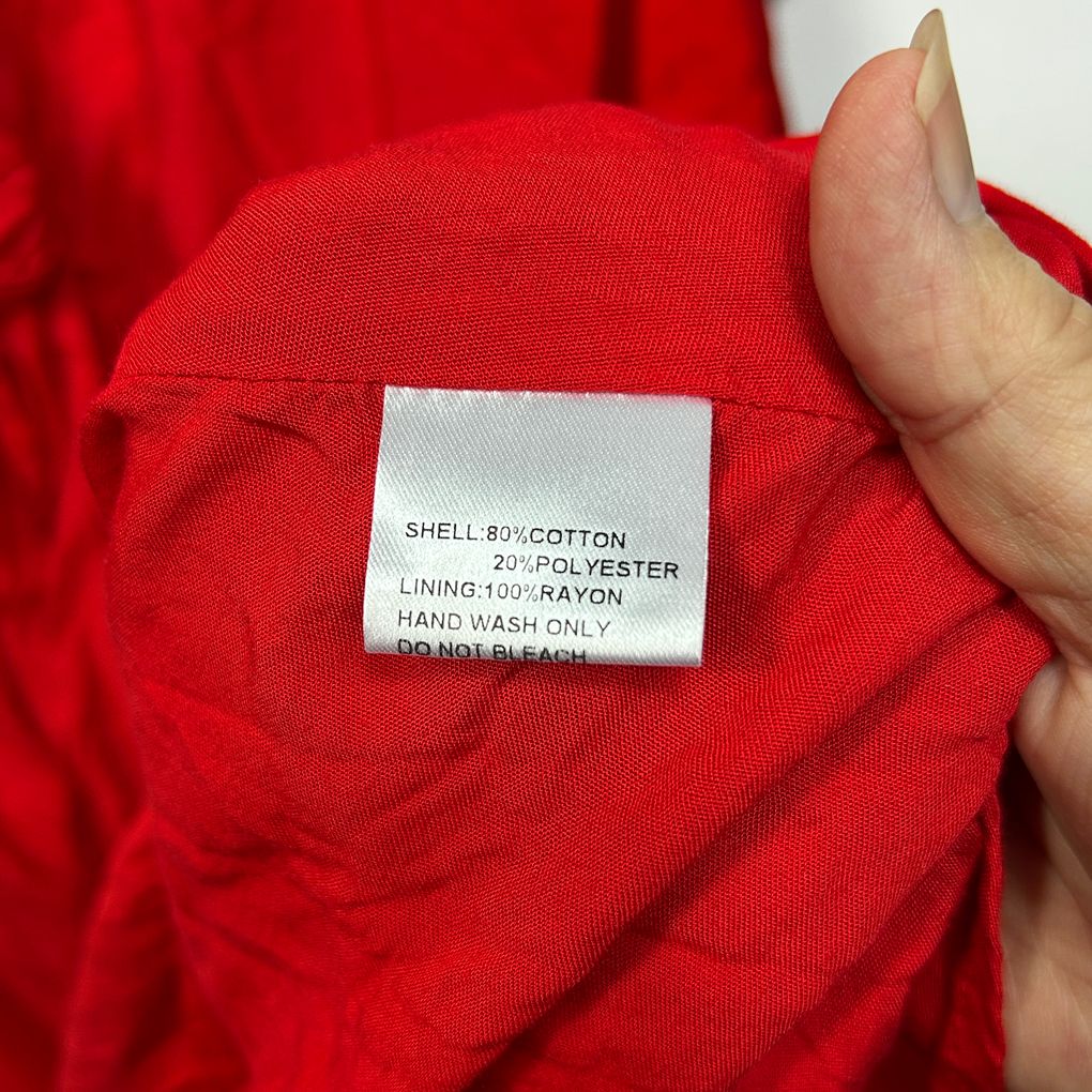 Orange Sherbet Red Cotton Dress - Size 18