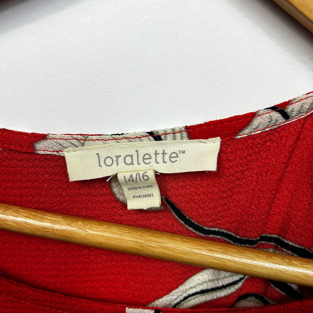 Loralette Red Floral Dress - Size 14/16