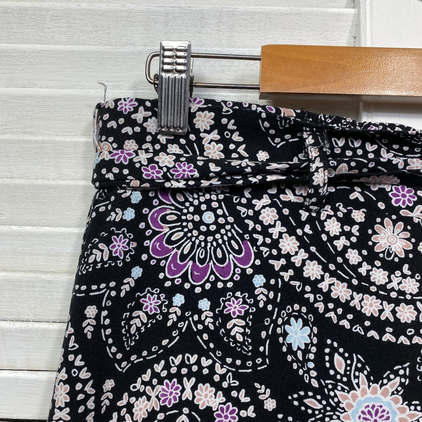 Rockmans Skirt Size 14 Black White Paisley Midi Length