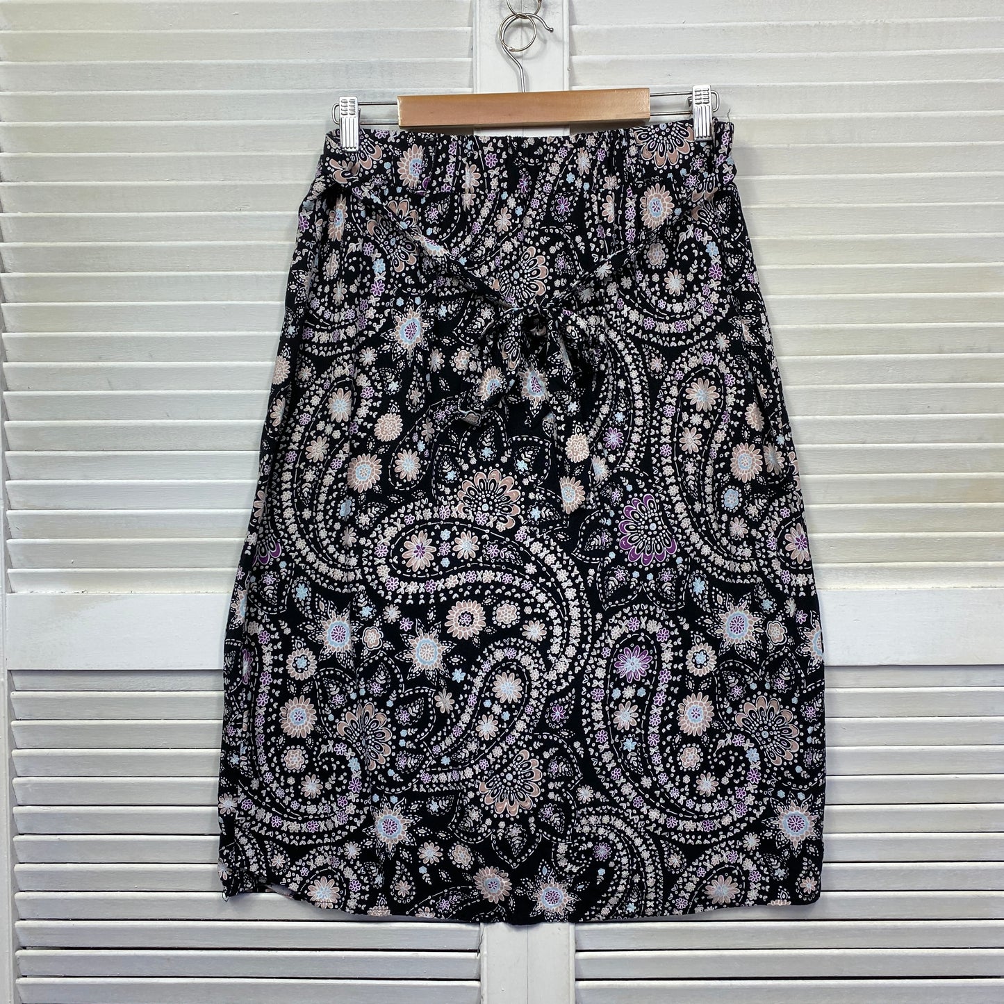 Rockmans Skirt Size 14 Black White Paisley Midi Length