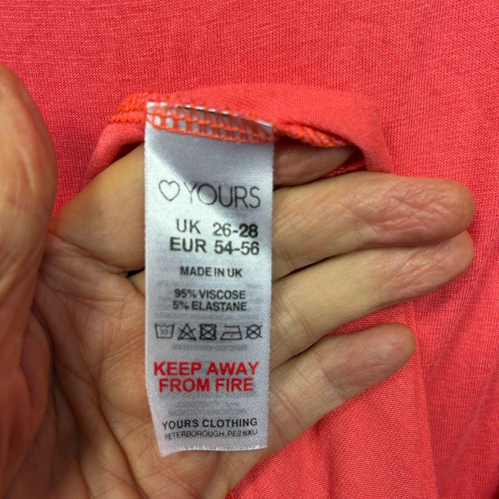 Yours Coral Frill Sleeve Top - Size 26