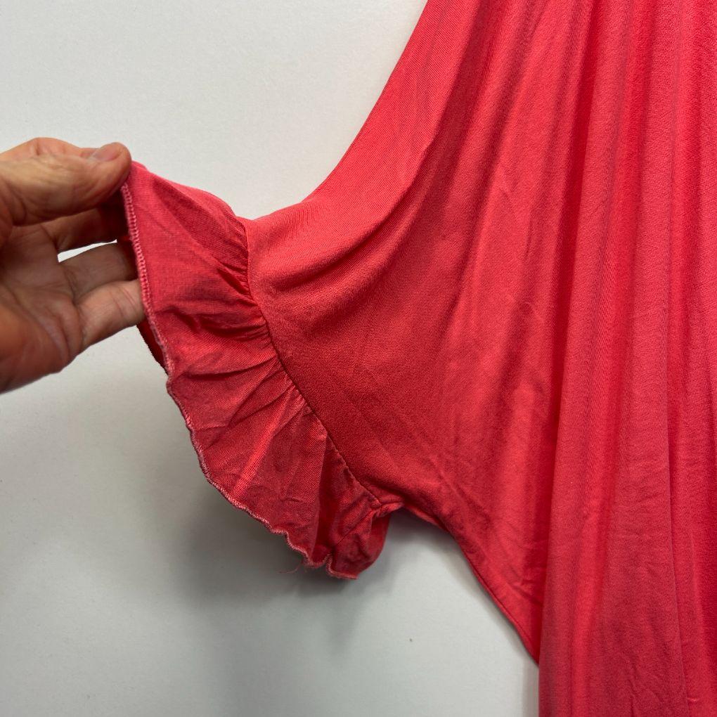 Yours Coral Frill Sleeve Top - Size 26