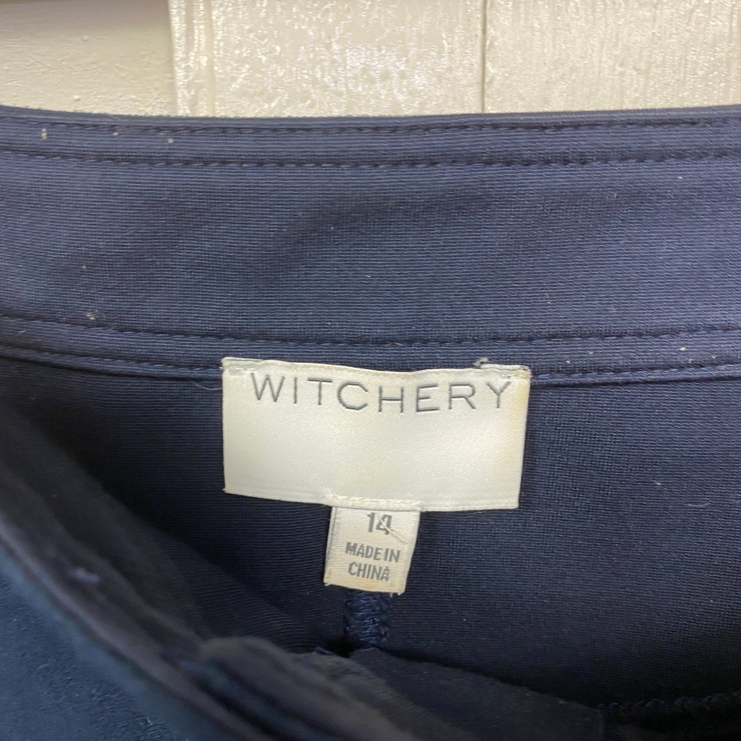 Witchery Skirt Size 14 Navy Pencil Pockets Viscose Blend