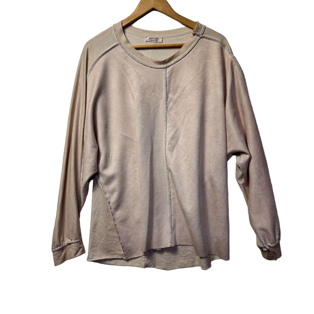 Imagine Beige Metalic Trim Top - Size 14/16