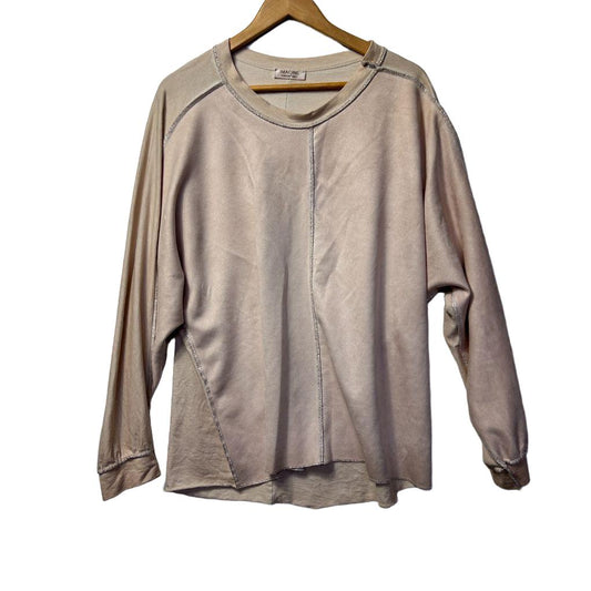 Imagine Beige Metalic Trim Top - Size 14/16