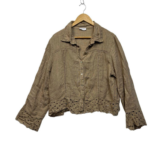 Imagine Italian Beige Linen Top - Size M/L
