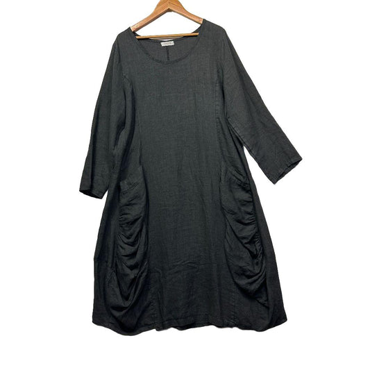Imagine Charcoal Linen Dress - One Size
