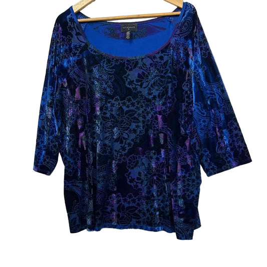 Vintage Investments Velvet 3/4 Sleeve Top - Size 3XL