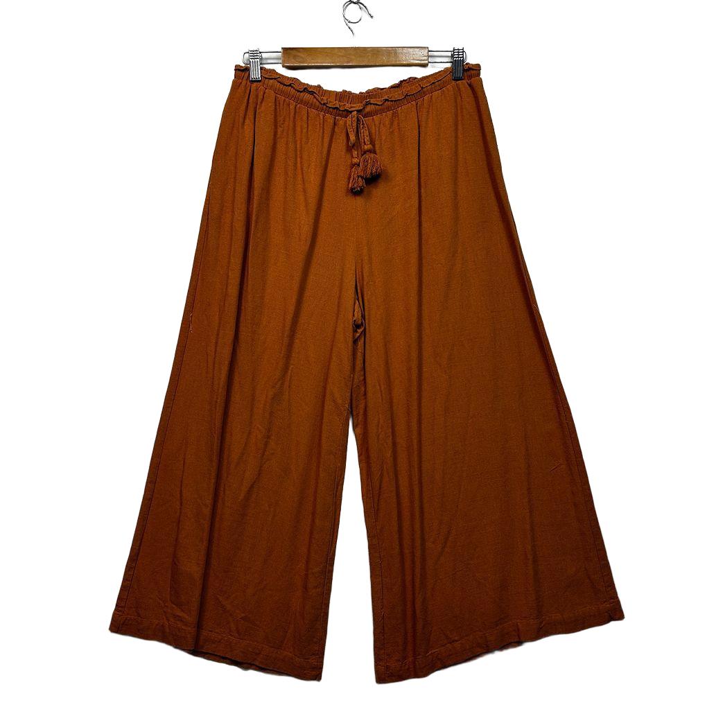 Iris Max Rust Linen Wide Leg Pants - Size 14