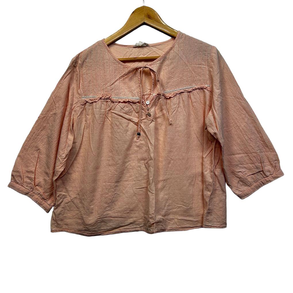 Iris Maxi Peach Cotton Top - Size 16