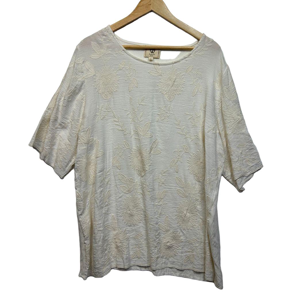 Isabella The Label Cream Embroidered Cotton Top - Size L