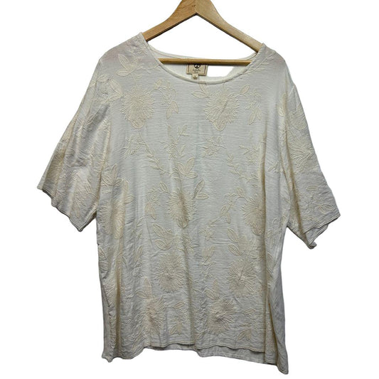 Isabella The Label Cream Embroidered Cotton Top - Size L