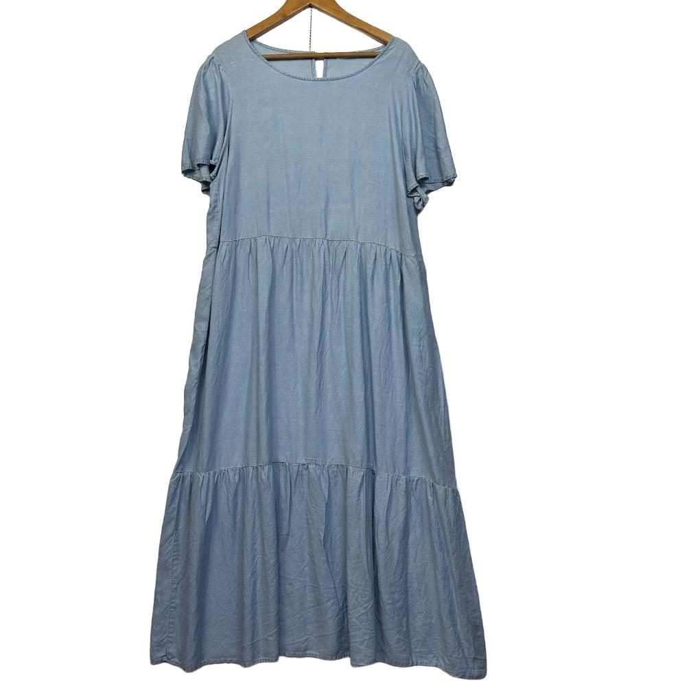 Isobelle Blue Tiered Midi Dress - Size 20
