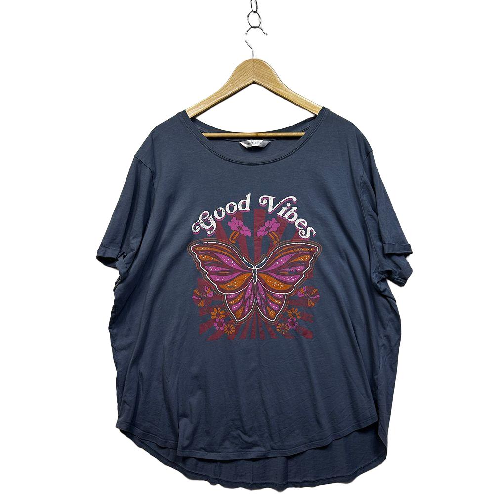 Isobelle Grey Plus Size Cotton T-Shirt - Size 24