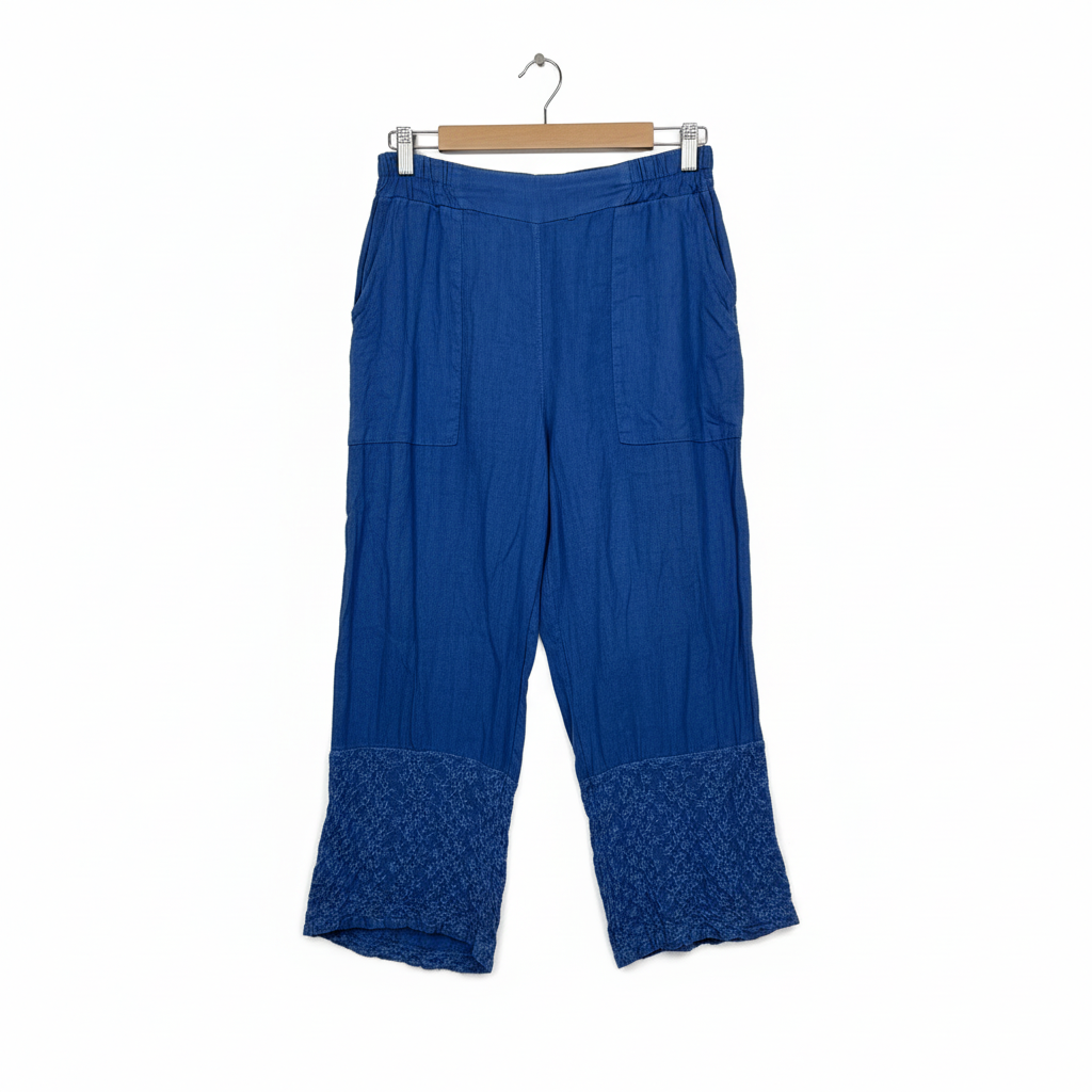 Italian Blue Linen Pants - Size 12/14