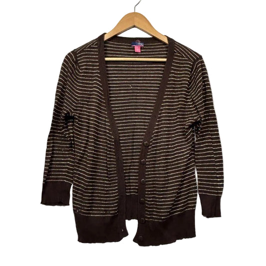 Itsu Chocolate Striped Cardigan Jumper - Size 14