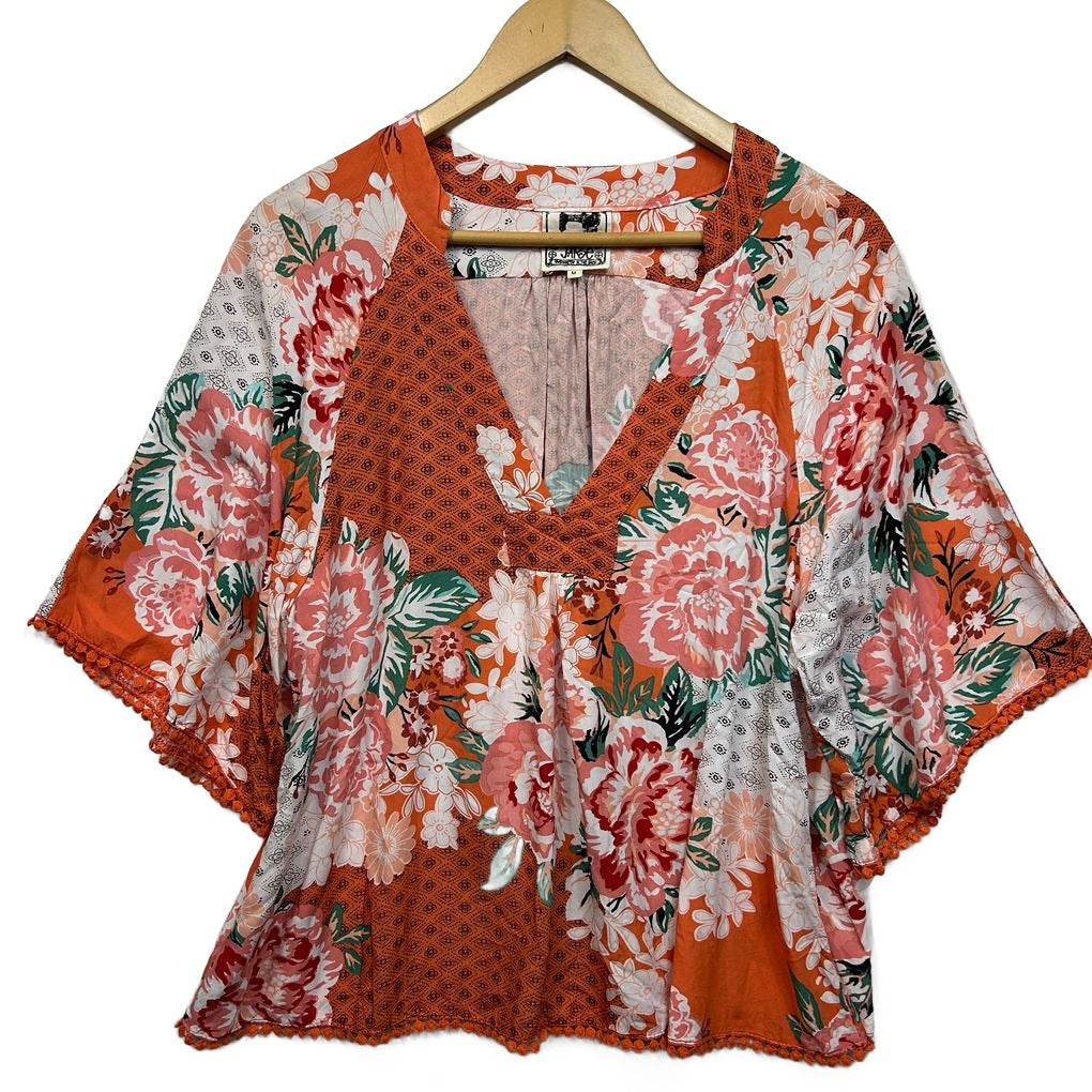 Jaase Orange Floral Top - Size M/14/16