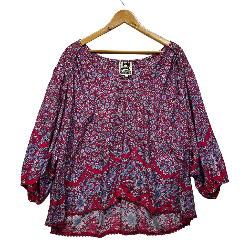 Jaase Pink Oversized Floral Boho Top - Size L (fits up to 22)