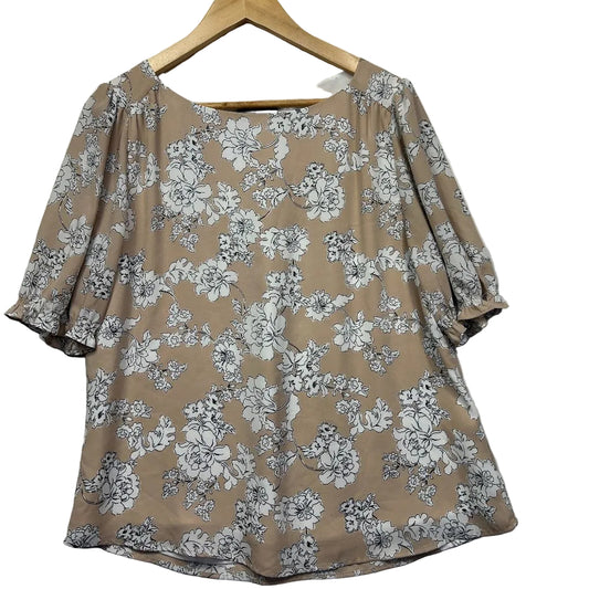 Jacqui E Beige Floral Print Top - Size 14