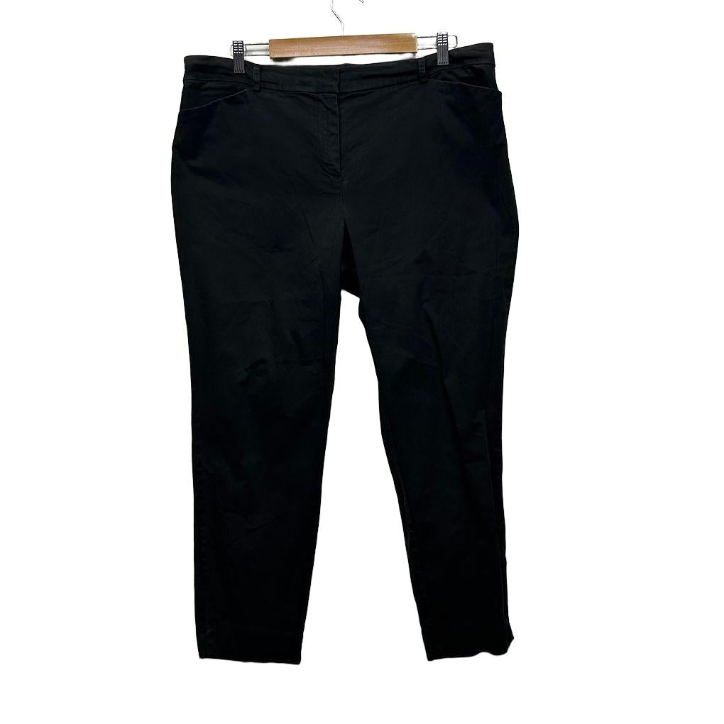 Jacqui E Black Cotton Pants - Size 16