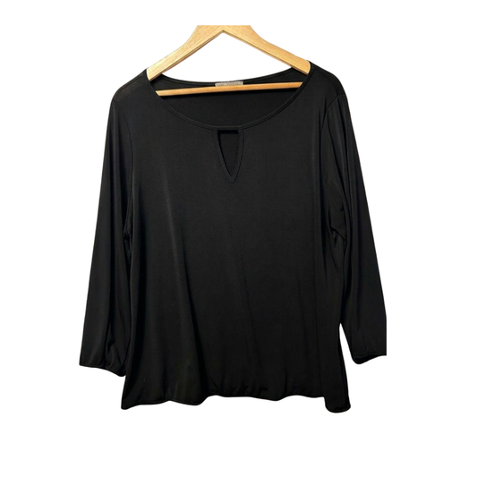 Jacqui E Black Long Sleeve Top - Size XL