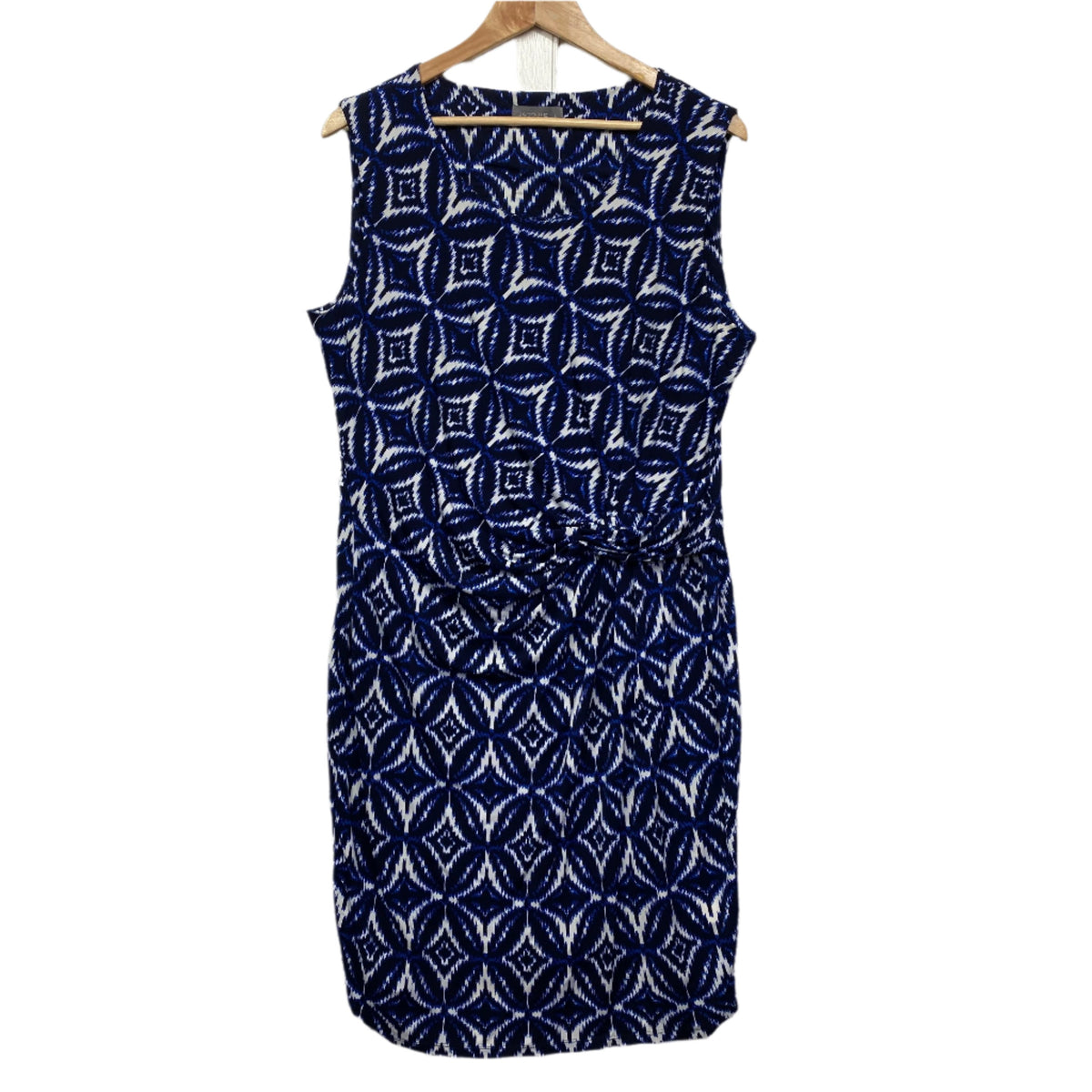 Jacqui E Blue White Sleeveless Dress - Size L/14
