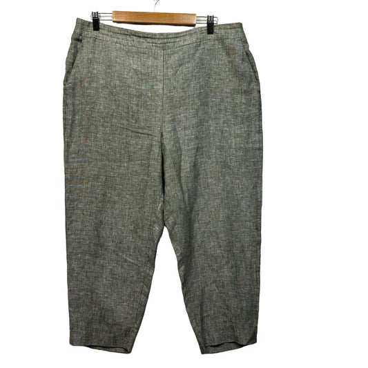 Jacqui E Green Linen Pants - Size 16