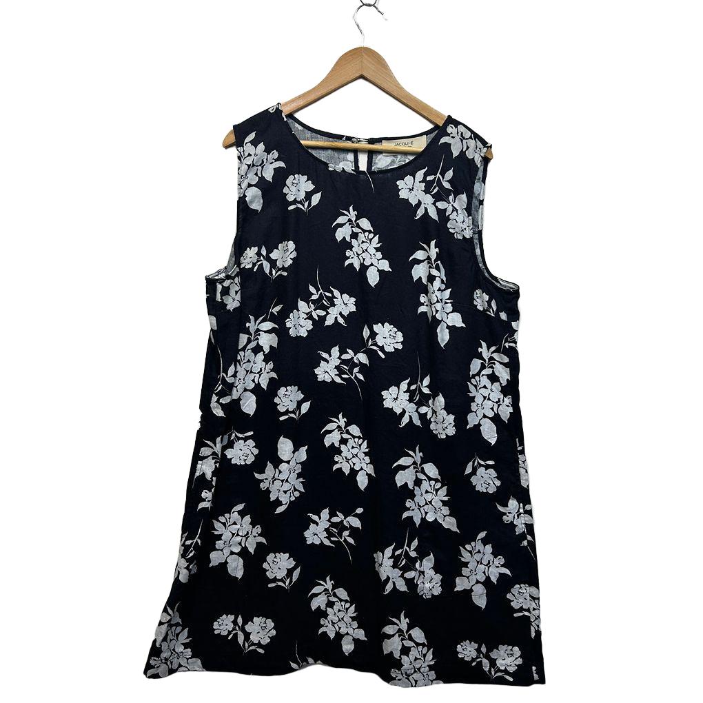Jacqui E Navy Plus Size Linen Sleeveless Dress - Size 20