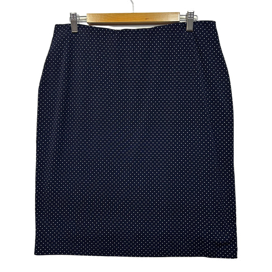 Jacqui E Navy Polka Dot Pencil Skirt - Size L