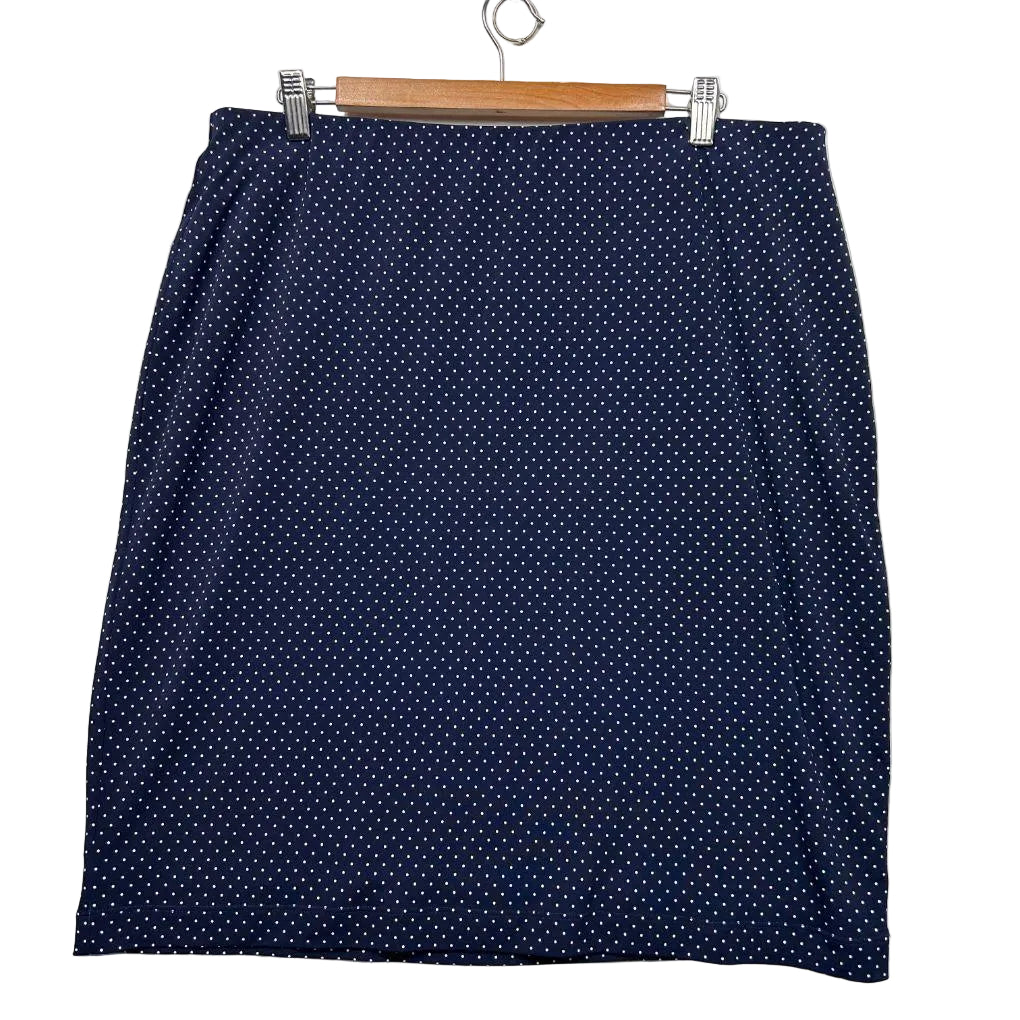Jacqui E Navy Spot Skirt - Size XL