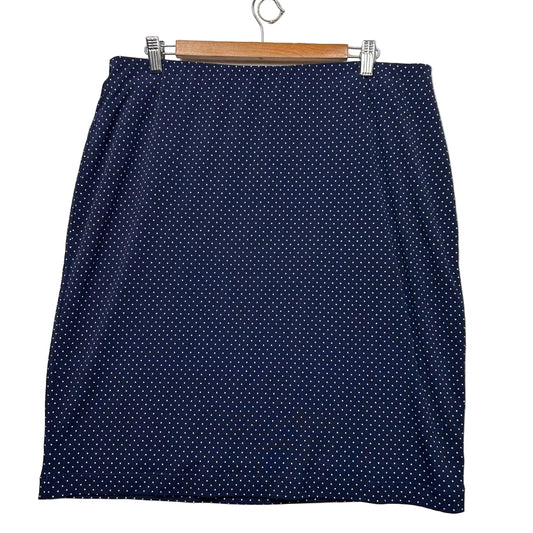 Jacqui E Navy Spot Skirt - Size XL