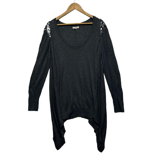 Jag Charcoal Sequin Knit Top - Size XL
