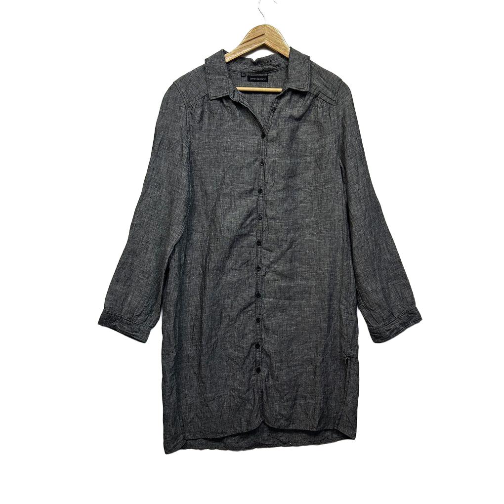 James Lakeland Made in Italy Grey Linen Shirt Dress - Size 16