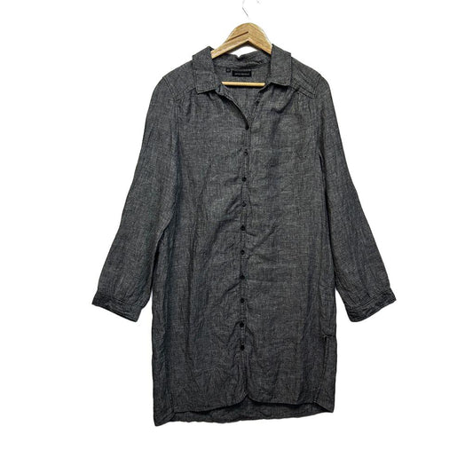 James Lakeland Made in Italy Grey Linen Shirt Dress - Size 16