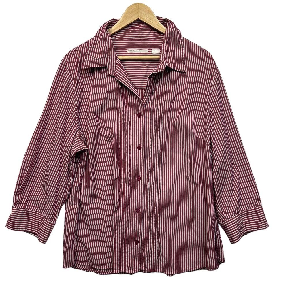 Jane Lamerton Red Striped Cotton Shirt - Size 20